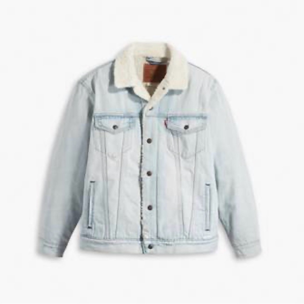 Levi's Original Trucker Sherpa Jacket Light Blue Wash Everyday Wear NWT